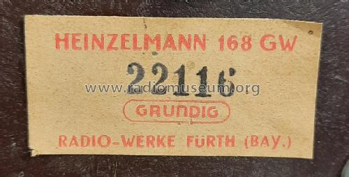 Heinzelmann 168GW; Grundig Radio- (ID = 2981808) Radio