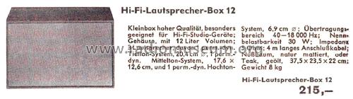 Hi-Fi-Lautsprecher-Box 12; Grundig Radio- (ID = 2484937) Lautspr.-K