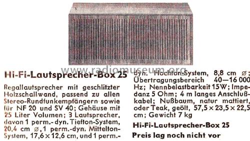 Hi-Fi-Lautsprecher-Box 25; Grundig Radio- (ID = 2486708) Speaker-P