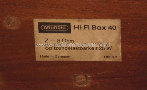 Hi-Fi-Lautsprecher-Box 40; Grundig Radio- (ID = 2440196) Parlante