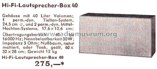 Hi-Fi-Lautsprecher-Box 40; Grundig Radio- (ID = 2487266) Speaker-P