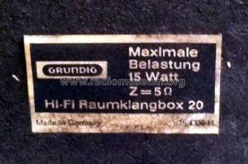 Hi-Fi-Raumklang-Box 20; Grundig Radio- (ID = 1798345) Speaker-P