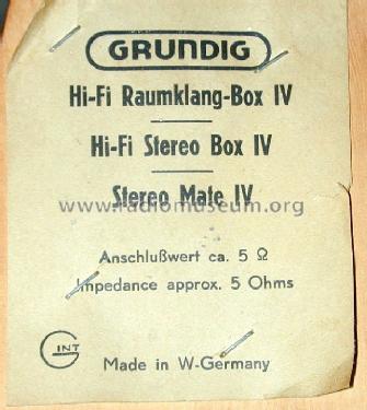 Hi-Fi-Raumklang-Box IV ; Grundig Radio- (ID = 239588) Speaker-P