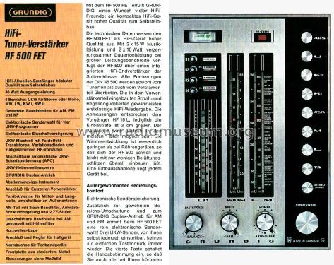 Hi-Fi-Stereo-Rundfunkempfangsteil HF500FET / CS500FET; Grundig Radio- (ID = 2220599) Radio