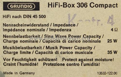 HiFi-Box 306 Compact; Grundig Radio- (ID = 1893175) Speaker-P