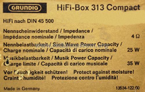 HiFi-Box 313 Compact; Grundig Radio- (ID = 1245991) Speaker-P