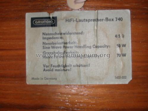 HiFi-Lautsprecher-Box 740; Grundig Radio- (ID = 843439) Altavoz-Au