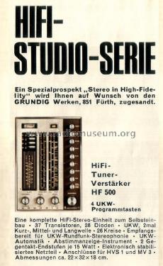 HiFi-Stereo-Rundfunkempfangsteil HF500 / CS500; Grundig Radio- (ID = 2136155) Radio