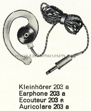 Kleinhörer - Ohrhörer 203a; Grundig Radio- (ID = 1798304) Parleur