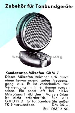 Kondensator- Mikrofon GKM 7; Grundig Radio- (ID = 2859439) Mikrofon/TA