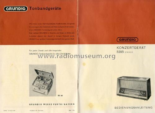 Konzertgerät 5295 Stereo; Grundig Radio- (ID = 392279) Radio