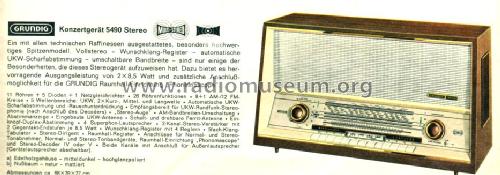 Konzertgerät 5490 Stereo/U; Grundig Radio- (ID = 1097857) Radio