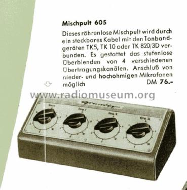 Mischpult 605; Grundig Radio- (ID = 1032284) Misc