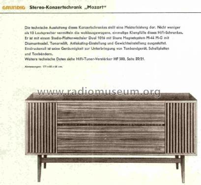 Stereo-Konzertschrank Mozart Ch= HF500/CS500; Grundig Radio- (ID = 724210) Radio