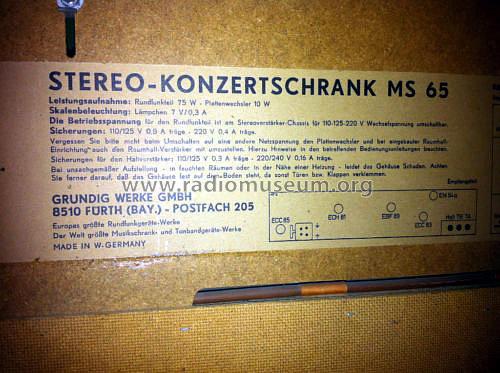 Stereo-Konzertschrank MS65; Grundig Radio- (ID = 1101517) Radio