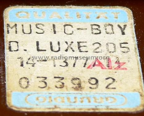 Music-Boy de Luxe 205; Grundig Radio- (ID = 732448) Radio