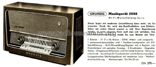 Musikgerät 2068; Grundig Radio- (ID = 2403688) Radio