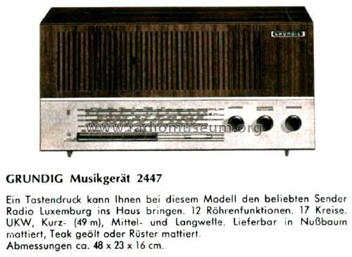 Musikgerät 2447; Grundig Radio- (ID = 2853524) Radio