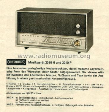 Musikgerät 3010H; Grundig Radio- (ID = 1097779) Radio