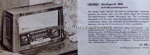 Musikgerät 3020; Grundig Radio- (ID = 798645) Radio