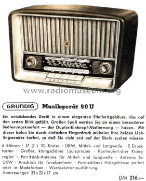 Musikgerät 90U; Grundig Radio- (ID = 2060415) Radio