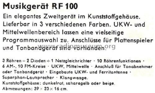 Musikgerät RF100; Grundig Radio- (ID = 2616123) Radio