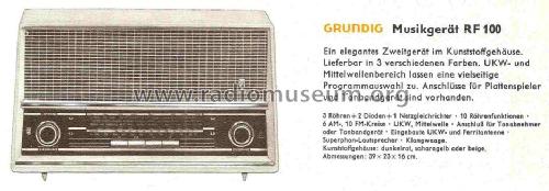 Musikgerät RF100; Grundig Radio- (ID = 723857) Radio