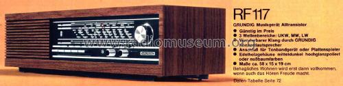 Musikgerät RF117 Ch= CS60; Grundig Radio- (ID = 2626807) Radio