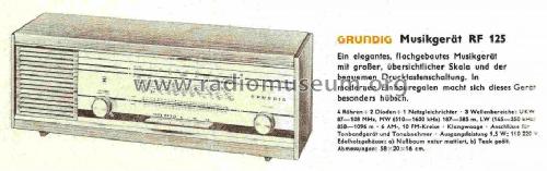Musikgerät RF125; Grundig Radio- (ID = 724199) Radio