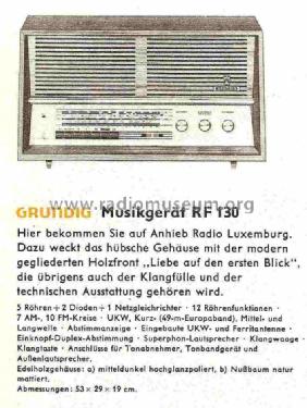 Musikgerät RF130; Grundig Radio- (ID = 724200) Radio