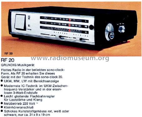 Musikgerät RF20; Grundig Radio- (ID = 1099818) Radio