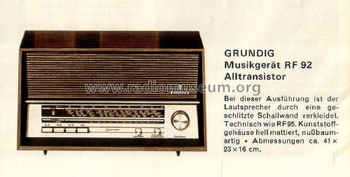 Musikgerät RF92; Grundig Radio- (ID = 2134954) Radio