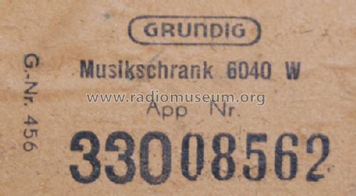 Musikschrank 6040W; Grundig Radio- (ID = 519948) Radio