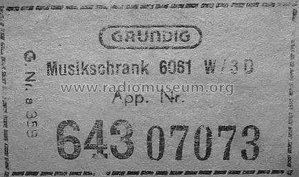 Musikschrank 6061W/3D; Grundig Radio- (ID = 2209476) Radio