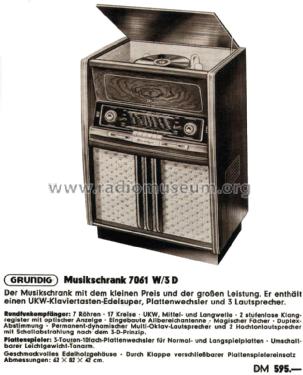 Musikschrank 7061W/3D Ch= 2035W/3D; Grundig Radio- (ID = 2165015) Radio