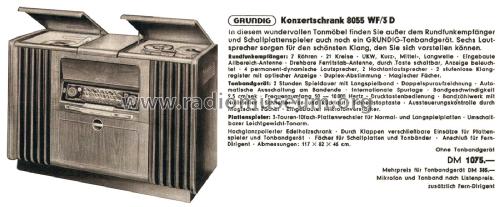 Musikschrank 8055WF/3D; Grundig Radio- (ID = 2165579) Radio