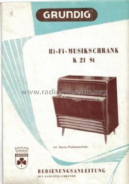 Musikschrank K21ST; Grundig Radio- (ID = 666319) Radio