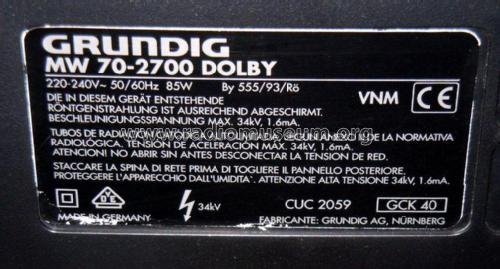 MW70-2700 Dolby Ch= CUC2059; Grundig Radio- (ID = 1935898) Televisore