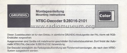 NTSC/PAL-Decoder 9.28016-2101; Grundig Radio- (ID = 2807984) mod-past25