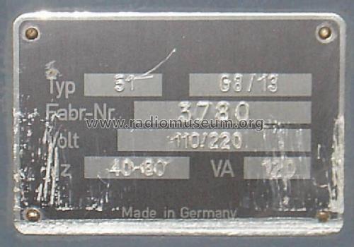 Oszillograph G8/13 51; Grundig Radio- (ID = 876065) Equipment