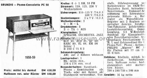 Phono-Consolette PC58; Grundig Radio- (ID = 762750) Radio