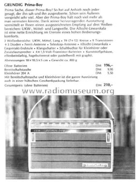 Prima-Boy 201; Grundig Radio- (ID = 1525219) Radio