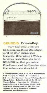 Prima-Boy 207; Grundig Radio- (ID = 723773) Radio