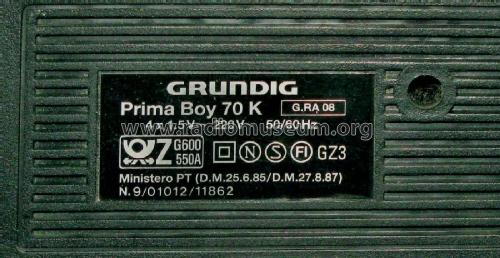Prima-Boy 70K; Grundig Radio- (ID = 2594938) Radio