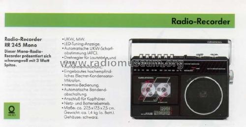 Radio-Recorder RR245 Mono; Grundig Radio- (ID = 1224349) Radio