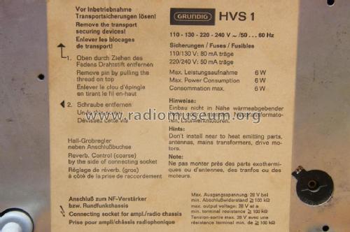 Raumhall-Einrichtung HVS1; Grundig Radio- (ID = 1035570) Misc