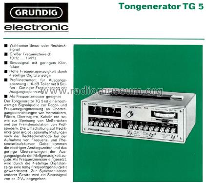 RC-Generator TG5; Grundig Radio- (ID = 2404645) Ausrüstung