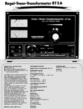 Regel-Trenn-Transformator RT5A; Grundig Radio- (ID = 2519020) Equipment