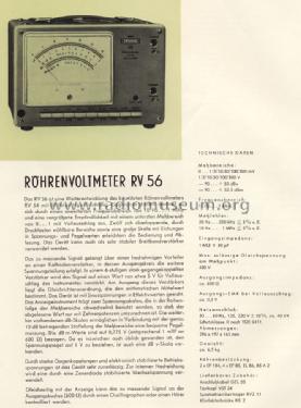 Röhrenvoltmeter RV56; Grundig Radio- (ID = 1279726) Equipment