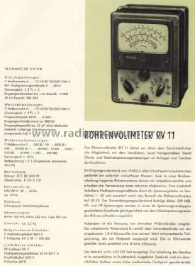 Röhrenvoltmeter RV-11; Grundig Radio- (ID = 1279723) Equipment